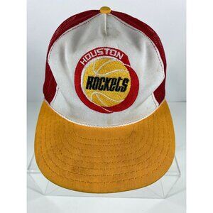 VTG NBA Houston Rockets Embroidered Trucker Mesh Snapback Hat M-L F215